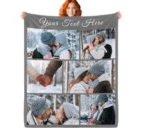 ERICAT personalised blanket with Photo Text custom blanket customised blanket Throws customisable blanket Picture Blankets customized Valentines Day Gifts for Mom Dad Couple Girlfriend Boyfriend