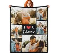 ERICAT personalised blanket with Photo Text custom blanket customised blanket Throws customisable blanket Picture Blankets customized Valentines Day Gifts for Mom Dad Couple Girlfriend Boyfriend