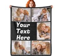 ERICAT Personalized Blanket With Photo and Text - Custom Throw With Picture for Valentines Day Gifts for Mom, Dad, Couple, Girlfriend, Boyfriend