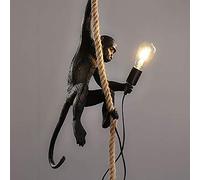 ERICAT Vintage Resin Hemp Rope Monkey Pendant Light for Living Room, Bedroom, Decorative Chandelier, Loft Industrial E27, Ceiling Pendant Lamp for Dining Room, Living Room D