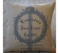 EricauBird Lavender Wreath Burlap Pillow Shabby Chic Decor 52 French Country Spring Pillow Farmhouse Style Throw Pillow Cover Cushion Cover Linen Square Pillow case Home Decor