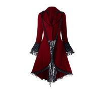 Ericcay Coat Noble Steampunk Gothic Ladies Velvet Jacket Coat Baroque Stylish Unique Punk Jacket Coat Gothic Steampunk Fashion 2019 Women's Clothing (Color : Rot, Size : 3XL)