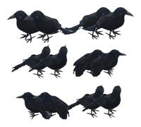 Ericetion 12pcs/set Halloween Crows Artificial Feathered Crows Realistic Animal Ornament Spooky Black Feather Crow Bird for Halloween Party Prop