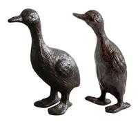 Ericetion 2pcs Heavy Duty Cast Iron Duck Statue,Small Cute Duck Statuary Ducks Decor for Garden Figure Home Decoration