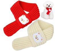 Ericetion 2pcs Pet Scarf Warm Winter Knitted Scarf with Bear Pattern for Small Dog and Cat Decorative Neck Warmer Scarf for Small Pets Christmas New Year