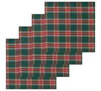 Ericetion 4pcs Christmas Scottish Plaid Cloth Napkins Classic Red Green Plaid Dinner Napkins for Xmas Holiday Table Decor