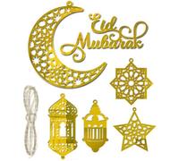 Ericetion 6pcs Ramadan Ornaments, Acrylic Ramadan Decoration Eid Mubarak Pendant Wind Light Moon Star Shaped Ramadan Decor