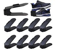 Ericetion Adjustable Shoe Slot Organiser 10pcs Non Slip Double Layer Stack Shoe Rack Space Save Storage Shoe Rack for All Shoe Styles