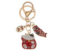 Ericetion Cat Keyring Japanese Fortune Lucky Beckoning Cat Maneki Neko Keyring for Handag Backpack Phone Funny Gifts