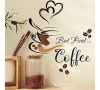 Ericetion Coffee Cup Wall Decals - Vinyl Kitchen Wall Decor Stickers - Tea Sign Decor Wall Art - Removable DIY Coffee Decorations for Home Cafe Shop Bar