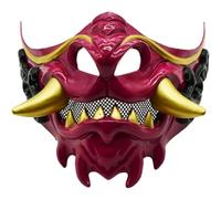 Ericetion Hannya Japanese Half-face Mask, Hand-painted Samurai Oni Masks Cosplay for Halloween Party Performance