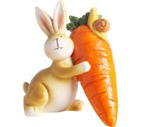 Ericetion Rabbit Hugging Carrot Statue, Resin Bunny Figurine Miniature Animal Ornament for Fairy Garden Micro Landscape Decor Cute Easter Gift