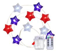 Ericetion Red White Blue Star Led String Lights, 13ft 40led Battery Powered Princess Fairy Copper Wire String Lights Decorative Lights for Bedroom Indoor Outdoor Wedding Nursery Party Christmas Decor