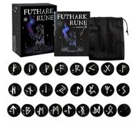 Ericetion Rune Stones Set, Rune Stones Engraved Pagan Lettering, Beginners Glass Stones Witches Runes Set with Drawstring Bag for Crystal Divination Wicca