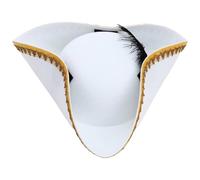 Ericetion Tricorn Pirate Hat with Feather, Buccaneer Colonial Hat for Adults Renaissance Costume for Fancy Dress Costume Accessory
