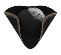 Ericetion Tricorn Pirate Hat with Feather, Buccaneer Colonial Hat for Adults Renaissance Costume for Fancy Dress Costume Accessory