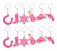 Ericetion Western Cowboy Keychain Silicone Key Ring Pink Cow Boots Cowboy Hat Keychain Western Themed Party Birthday Favors