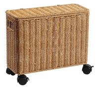 Ericetion Wicker Storage on Wheels, Rolling Blanket Box with Lid for Entryway, Slim Toy Chest & Laundry Bin