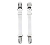 ericotry 1 Pair (2PCS) Multifuction Adjustable Elastic Stocking Clip Garter Suspender Belt Accessories with Straps and Clips for Stockings (White I style)