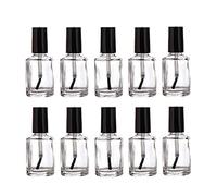 ericotry 10PCS Empty Refillable Clear Glass Nail Polish Bottles Round Glass Nail Enamel Sample Vials Container with Brush and Black Cap (15ml/0.5oz)