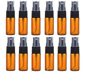 ericotry 12 PCS Amber Glass Bottles Empty Spray Bottle Round Glass Bottle with Clear Sprayer- Perfect for Essential Oil Formulas Aromatherapy and Other Cosmetic Products (10ml/0.34oz)