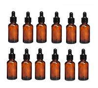 ericotry 12PCS 20ml 0.67oz Empty Refillable Amber Glass Essential Oil Bottle Vial Container with Glass Pipette Dropper For Essential Oils other Liquids Pack of 12