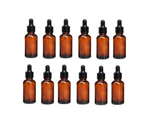 ericotry 12PCS 20ml 0.67oz Empty Refillable Amber Glass Essential Oil Bottle Vial Container with Glass Pipette Dropper For Essential Oils other Liquids Pack of 12