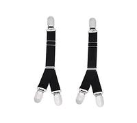 ericotry 1Pair Y-Style Adjustable Elastic Suspenders Garter Belt Straps Stocking Clip Duckbill Buckle Shirts Stay Holder for Corset Stocking (Black)