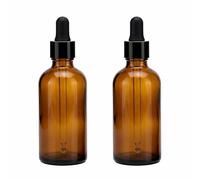 ericotry 2 Pcs 100ml Glass Dropper Bottles Empty Amber Glass Bottle Vial Container with Glass Dropper for Essential Oil Formulas Cosmetics Perfumes & Other Liquids