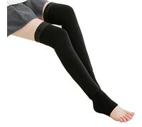 ericotry 20Inch Black Fleece Lined Stirrup Leg Warmer, Over Knee Leg Sleeve
