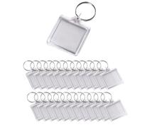 ericotry 25PCS Square Blank Photo Insert Keychains 1.3 Inch Clear Acrylic Keychain DIY Custom Picture Frame Keyrings for Pets Friends Family