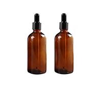 ericotry 2PCS Empty Amber Glass Dropper Bottles Refiilable Dropper Dispenser with Glass Dropper and Black Cap for Essential oil Perfume Lab Chemicals (100ml/3.4oz) z