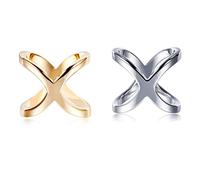 ericotry 2PCS X-Shaped Scarf Buckle Clothes Shawl Neckerchief Scarves Ring Buckle Clip for Women Girls (Gold + Silver)