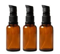 ericotry 3PCS 100ml / 3.34oz Empty Amber Glass Pump Press Lotion Bottles Makeup Sample Packing Cream Bath Shower Conditioner Storage Container Dispenser Vial Pot