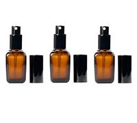 ericotry 3PCS 30ml Empty Refillable Square Amber Glass Spray Bottles for Cosmetic Perfume Storage with Fine Mist Sprayers and Anti-Dust Cap for Aromatherapy Essential oil