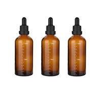 ericotry 3PCS Amber Glass Graduated Dropper Bottles Refillable Essential Oil Vial with Eye Dropper Pipettes for Essential Oil Body Oils Perfume Aromatherapy Blends Liquids (100ml)