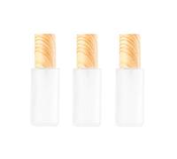 ericotry 3PCS Frosted Glass Pump Press Bottles Empty Refiilable Travel Cosmetic Containers Toiletries Vials Dispenser with Wood Grain Lid for Lotion Essentioal Oils Liquid Foundation (60ML/2OZ)