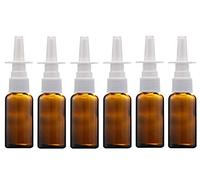 ericotry 6PCS Empty Glass Nasal Spray Bottles Fine Mist Sprayers Pump Cleanser Container with Press Spray Head for Colloidal Silver Saline Makeup Water Dispensing (Amber,15ml)