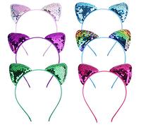 ericotry 6PCS Sequin Cat Ears Headband Shiny Hair Hoops Hair Accessories for Women Girls Daily Wearing and Party Decor (Color Random)