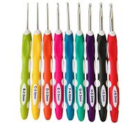 Ericotry 9 Pieces Crochet Hooks Ergonomic Ergonomic Crochet Hooks Set Soft Grip Handle Knitting Needles Craft Making Tool for Arthritic Hands Size B to J 2.0mm-6.0mm
