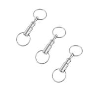 ericotry Detachable Pull Apart Silver Key Rings Keychains-Heavy Duty Dual Key Ring Pull Apart Snap Lock Holder with Split Rings (3 Pack)