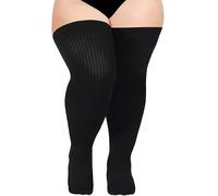 ericotry Plus Size Thigh High Socks for Women Extra Long Thick Knit Over The Knee Stockings Thighs Warm Boot Socks Leg Warmers Black