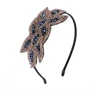 ericotry Women Flapper Headpiece 1920s Rhinestone Headband Retro Beaded Leaf Art Deco Hair Accessories for Costume Cosplay Party (Blue)