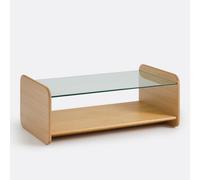 Ericson Coffee Table in Oak Veneer and Tempered Glass Oak
