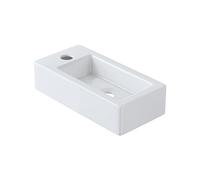 Eridanus Bathroom Sink, Wall Hanging Space-Saving Rectangular White Ceramic Basin, Tap Left for Washbasin, Wardrobe, Toilet, Modern Countertop Basin, Small (Basin Only)