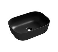 Eridanus Bathroom Vessel Sink, Rectangular Countertop Sink, Vitreous China Square Washbasin, Cloakroom Ceramic Basin Sink for Lavatory Cloakroom Vanity Unit, Matte Black - 465 x 325 x 135mm