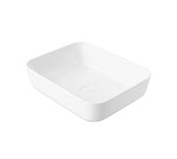 Eridanus Bathroom Vessel Sink, Rectangular Countertop Sink, Vitreous China Square Washbasin, Cloakroom Ceramic Basin Sink for Lavatory Cloakroom Vanity Unit, White Gloss - 500 x 390 x 140mm