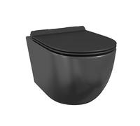 Eridanus Bathrooms Compact Wall Mounted Toilet, Ceramic Rimless Design, Integrated WC Pan with Quick Release Soft Close Seat, Matt Black - 530 x 370 x 360mm