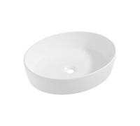 Eridanus Ceramic Vessel Sink, White Gloss Oval Basin for Bathroom Countertops, Vitreous China Oval Washbasin, Perfect for Cloakroom Vanities, 550 x 410 x 140mm