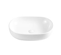 Eridanus Oval Countertop Bathroom Basin Sink, Oval Ceramic Wash Sink Vessel, Washbasin for Lavatory Cloakroom Vanity Unit, White Gloss - 600 x 400 x 150mm